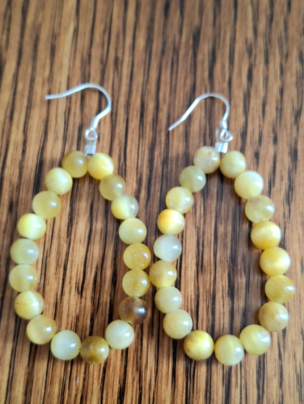 Earrings Golden Tigers Eye Beaded Hoop Sterling Silver Handmade